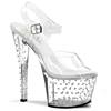 Pleaser - STARDUST708 Sandale à bride à la cheville, Pole dance chaussures - Chaussures de pole dance - Transparent/Couleur argent Product image